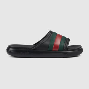 Gucci Web Rubber Slide Sandals